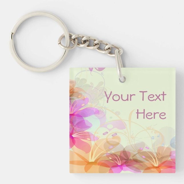 Pastel Lilies Wedding Key Ring (Front)