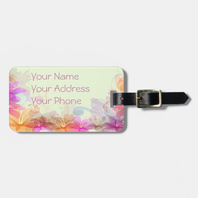 Pastel Lilies Wedding Luggage Tag (Front Horizontal)