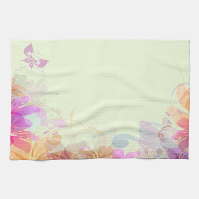 Pastel Lilies Wedding Tea Towel (Horizontal)