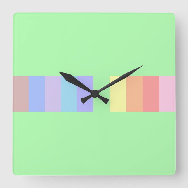 Pastel Lime Green Square Wall Clock (Front)