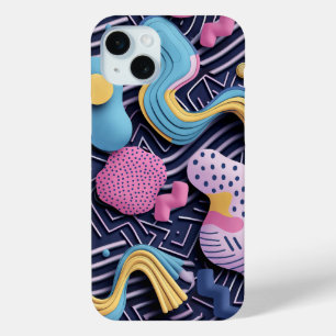 Pastel lines with rounded shapes  iPhone 15 mini case