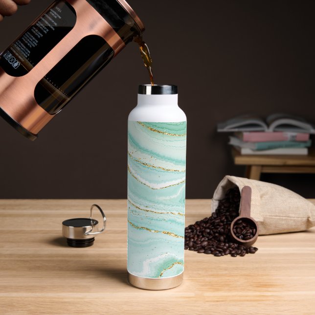 Pastel liquid abstract marble water bottle (Coffee)