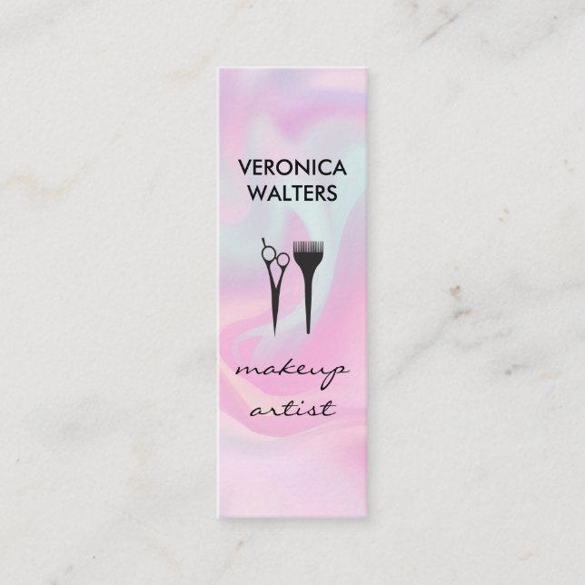 Pastel Liquid Background Brushed Makeup Tools Mini Business Card (Front)