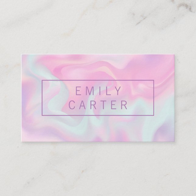 Pastel Liquid Background | Sleek Frame Business Card (Front)