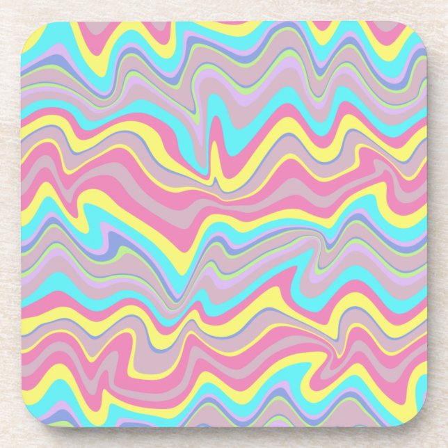 Pastel Liquify Waves Coaster (Front)