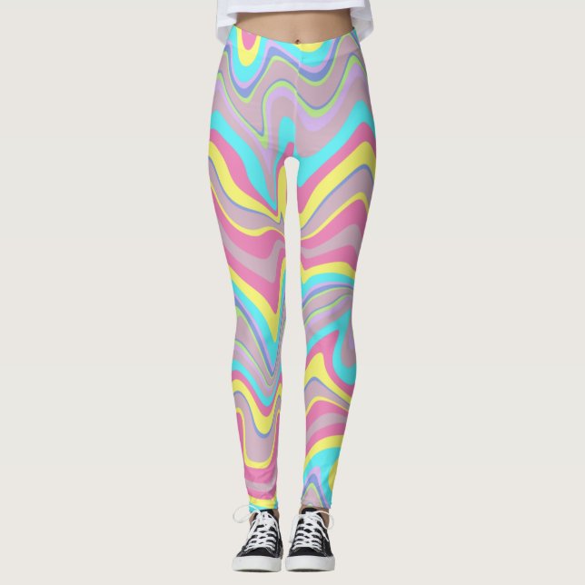 Pastel Liquify Waves Leggings (Front)