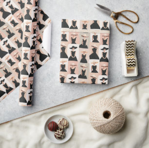 Pastel Little Black Dress Society Pattern Wrapping Paper