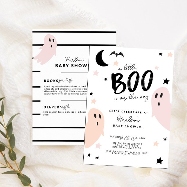 Pastel Little Boo on the way Halloween Baby Shower Invitation (Creator Uploaded)