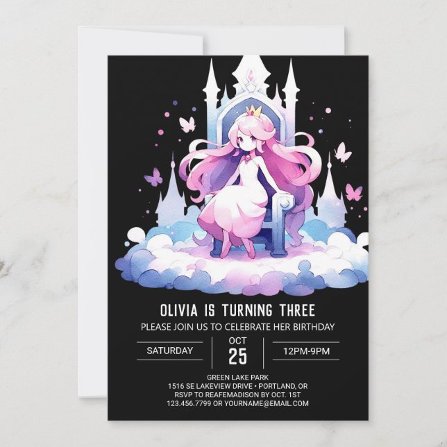 Pastel Little Princess Birthday Invitation (Front)