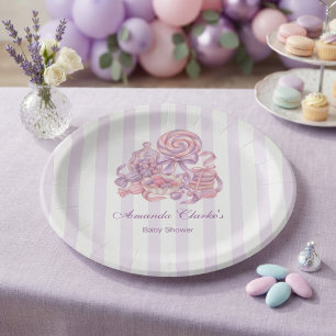 Pastel Little Sugar Plum Baby Shower  Paper Plate