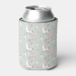 Pastel Llama Pattern Can Cooler