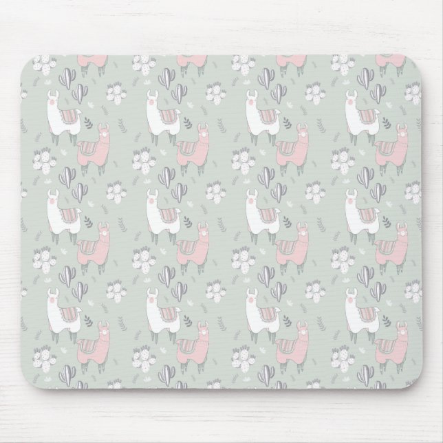 Pastel Llama Pattern Mouse Pad (Front)