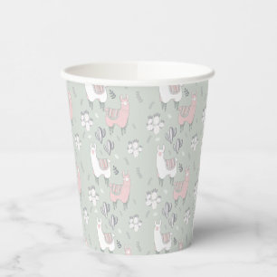 Pastel Llama Pattern Paper Cups