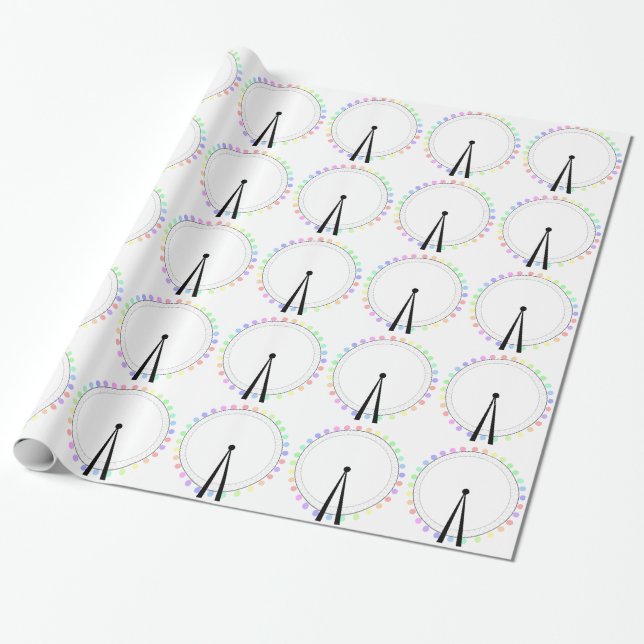 Pastel London Eye Theme Wrapping Paper (Unrolled)