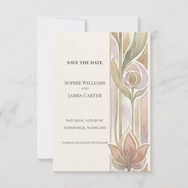 Pastel Lotus Nouveau Save The Date (Front)