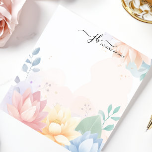 Pastel Lotus Watercolor Floral Personalised Notepad