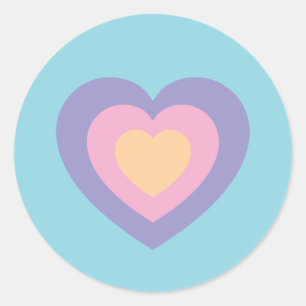 pastel love heart classic round sticker