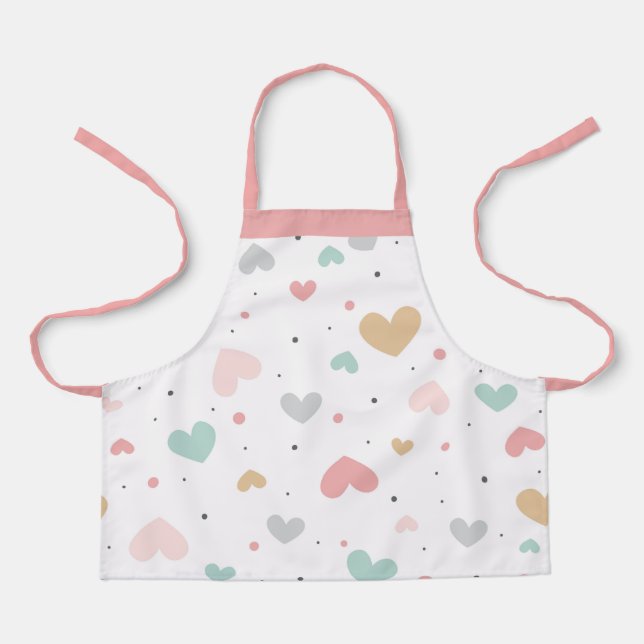Pastel Love hearts colourful pattern  Apron (Front)