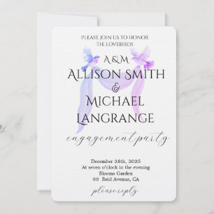 Pastel Lovebirds Engagement Party Invitation