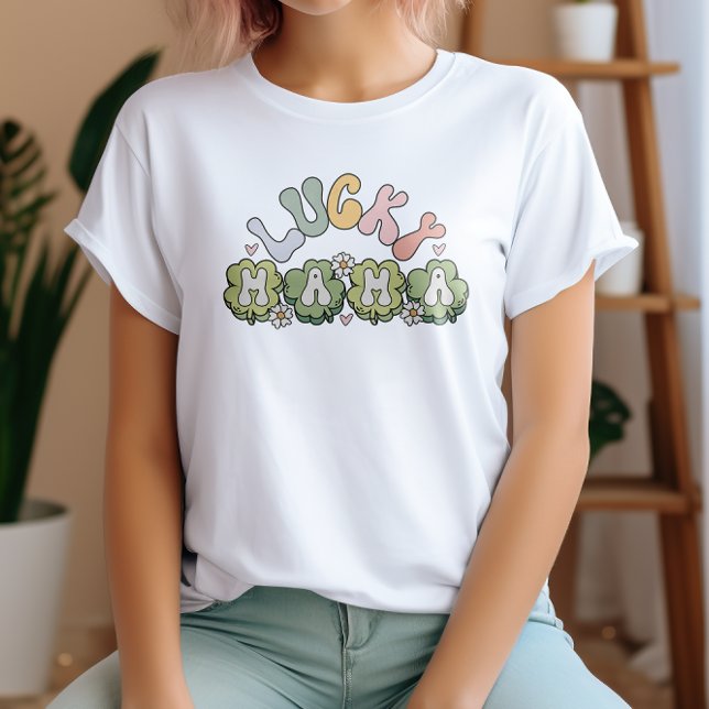 Pastel LUCKY MAMA Clover St. Patricks Day T-Shirt (Creator Uploaded)