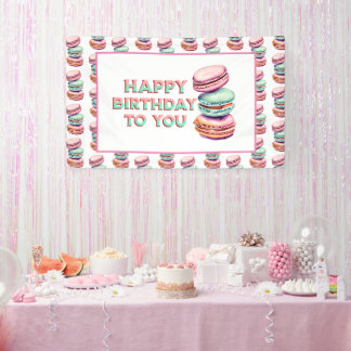 Pastel Macaron Cookie Themed Birthday Party Banner