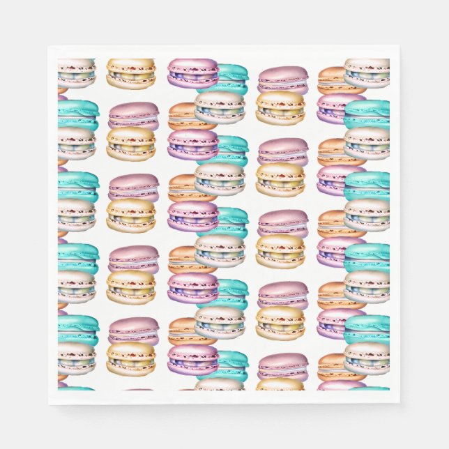 Pastel Macaron Cookie Themed Birthday Party Napkin (Front)