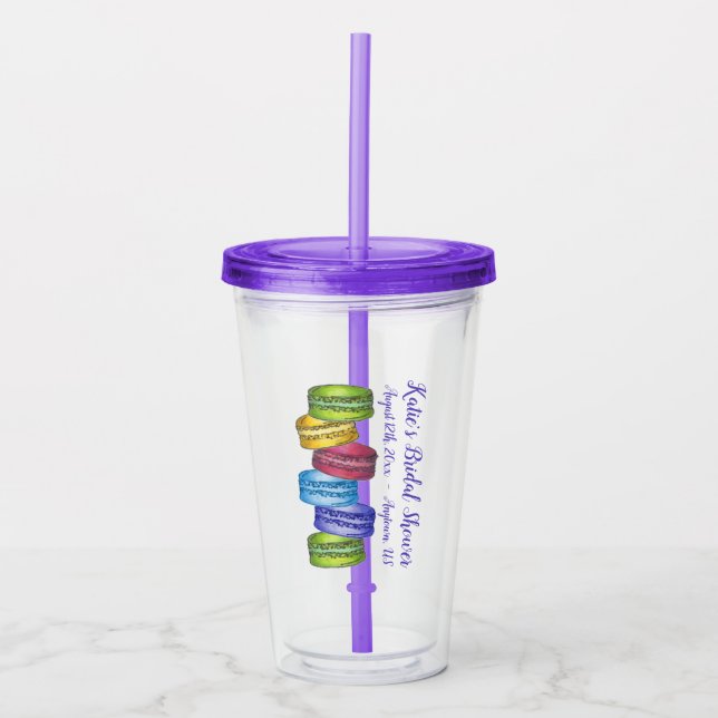 Pastel Macaron Cookies French Bakery Pastries Acrylic Tumbler (Front)