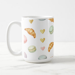 Pastel Macarons and Croissants Seamless Pattern Coffee Mug