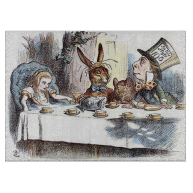 Pastel Mad Hatters Tea Party Cutting Board (Front)