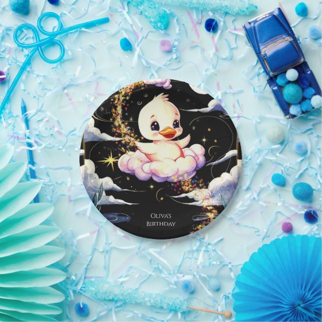 Pastel Magic Duck Birthday Paper Plate (Party)
