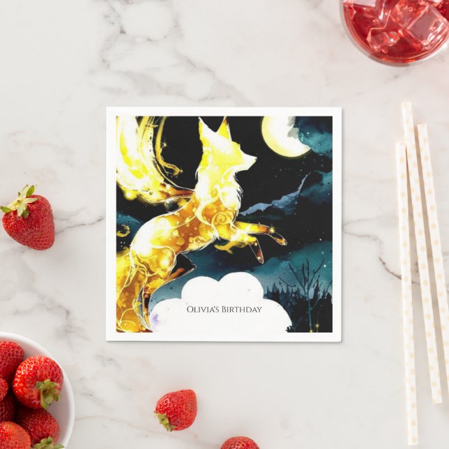 Pastel Magical Fox Birthday Napkin (Insitu)