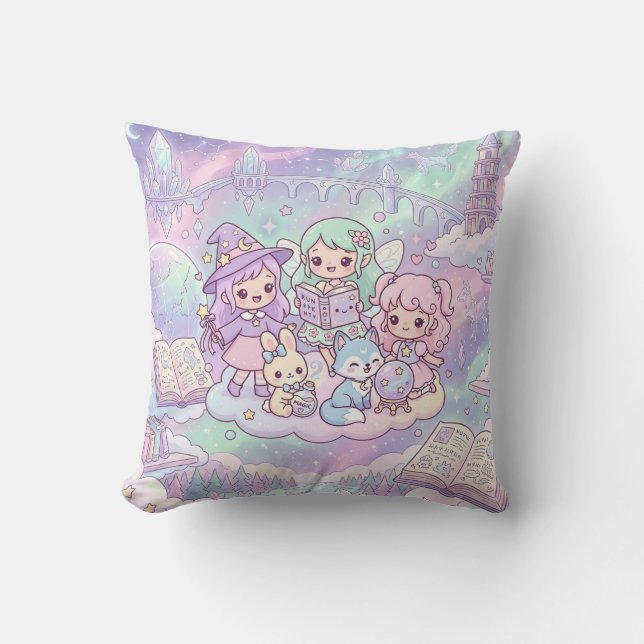 Pastel Magical Friends Pillow (Front)