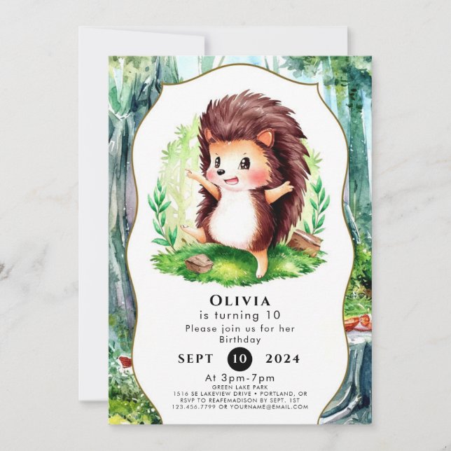 Pastel Magical Hedgehog Birthday Invitation (Front)