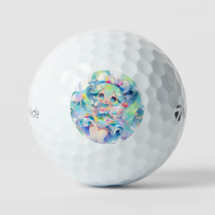 Pastel Magical Idol Girl Chibi Anime Golf Balls