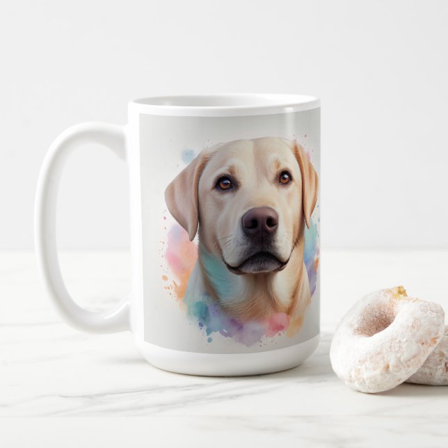 Pastel Magical Labrador Retriever Artwork Coffee Mug (With Donut)