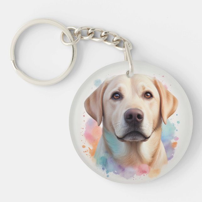 Pastel Magical Labrador Retriever Artwork Key Ring (Front)