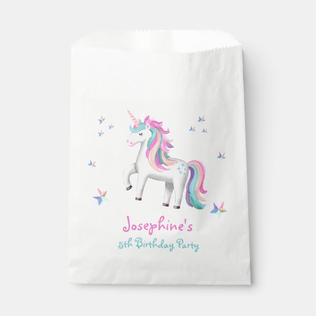 Pastel Magical Unicorn Kids' Birthday Favour Bags (Front)