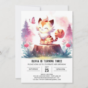 Pastel Majestic Tiger Birthday Invitation