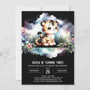 Pastel Majestic Tiger Birthday  Invitation