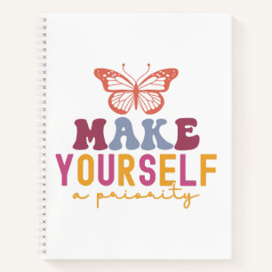 Pastel "Make Yourself a Priority" Self Care Notebook