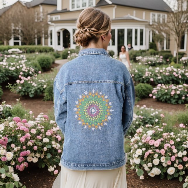 Pastel Mandala Denim Jacket (Wedding Back)