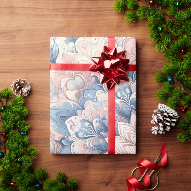 Pastel Mandala Floral Gift Wrap – Boho Botanical S (Holiday Gift)