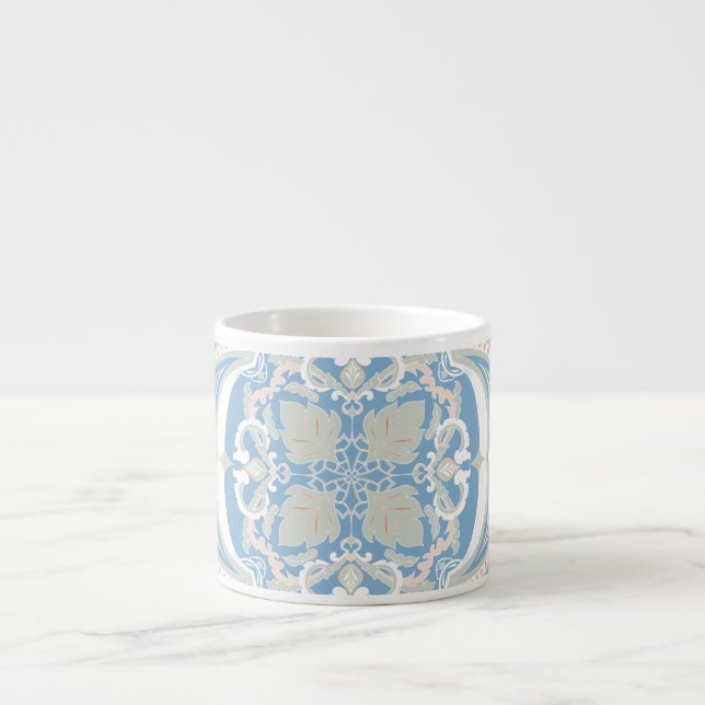 pastel mandala in blue espresso cup (Front)
