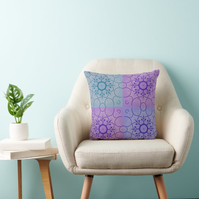 Pastel Mandala-Inspired Geometric Seamless Pattern Cushion (Chair)