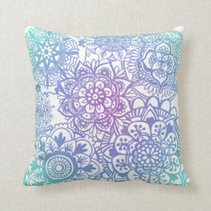 Pastel Mandala Pattern Floral Watercolor Cushion