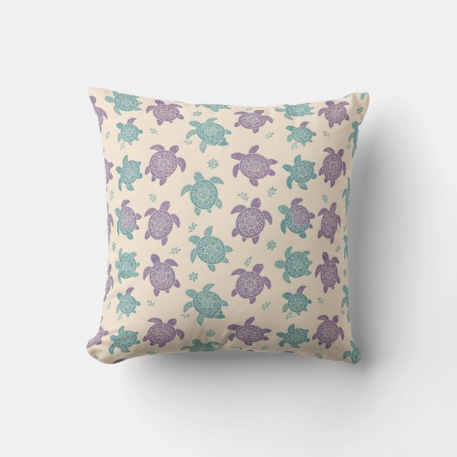 Pastel Mandala Turtle Pattern Cushion (Front)