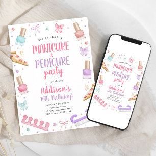 Pastel Mani-Pedi Spa Party Birthday Invitation