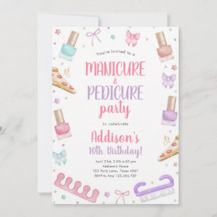 Pastel Mani-Pedi Spa Party Birthday Invitation