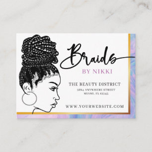 Pastel Marble and Gold Modern Hair Braiding Salon Business Card