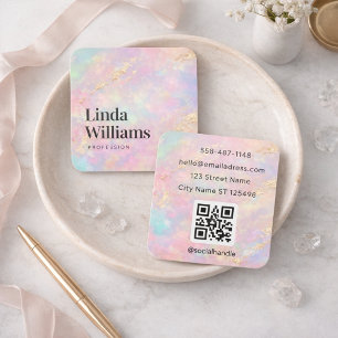 Pastel Marble Business Card with Gold Accents 
